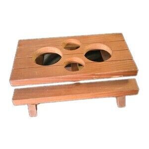Vintage Redwood Picnic Table Condiments Holder For Picnics BBQ Parties Wooden